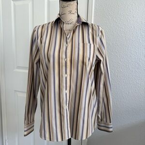 Jones New York Multicolor Striped Button Down Shirt